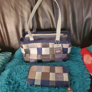 HARVEYS ORIGINAL SEATBELT HANDBAG AND MATCHING WALLET